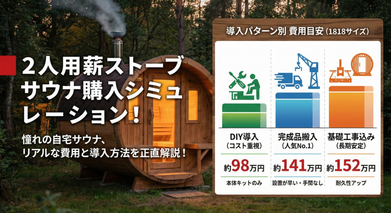 2人用薪ストーブサウナ購入シミュレーションの料金を説明する画像