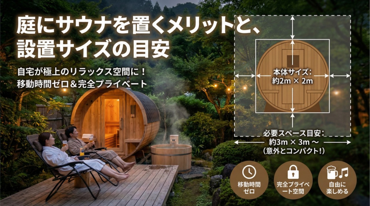 庭にサウナを置くメリットと、設置サイズの目安